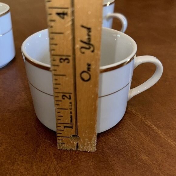 Set Of 3 New Traditions White Porcelain Cups With Gold Trim - Picture 5 of 6